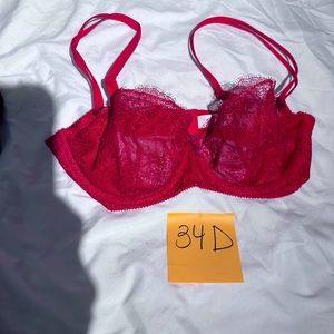 Lacy sexy red bra! 34D Vic secrets! Perfect condition. Bundle and save bras!